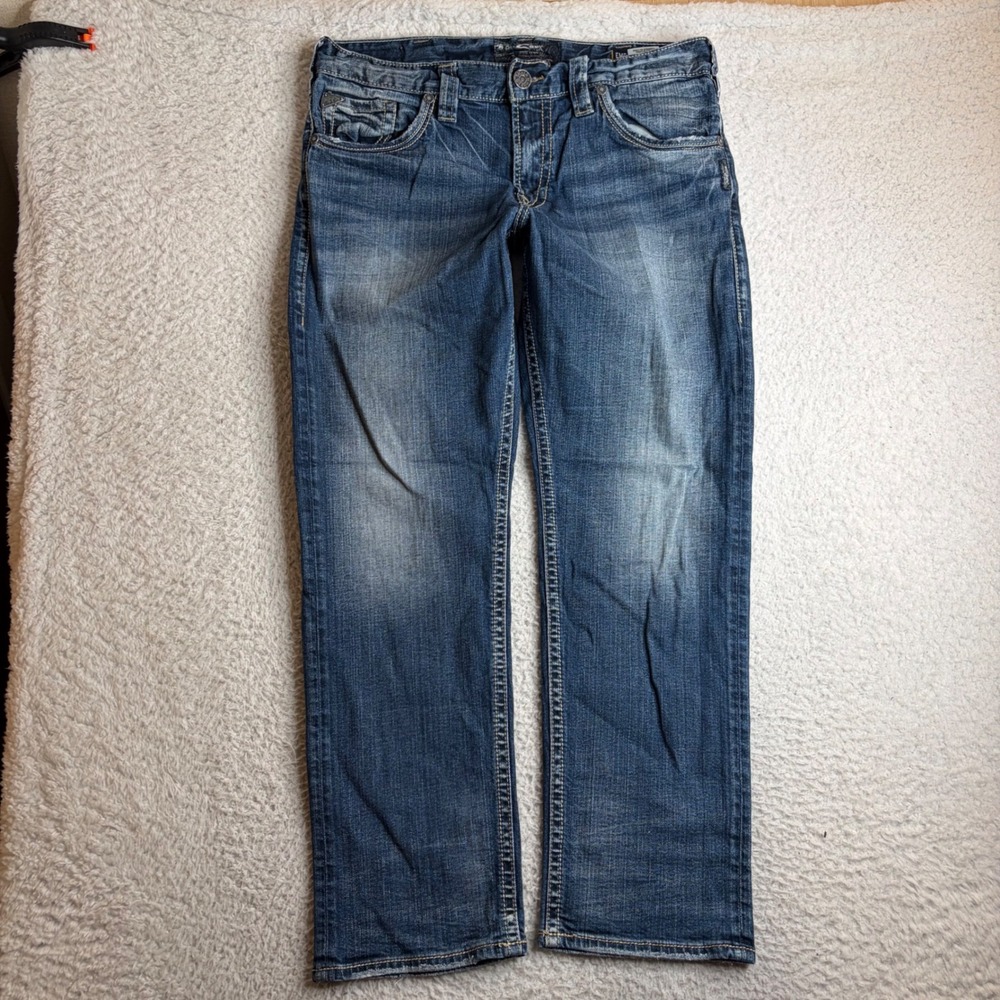 Silver Jeans Co Eddie Relaxed Fit Straight Leg Blue Denim Mens 34x30 (36x30)